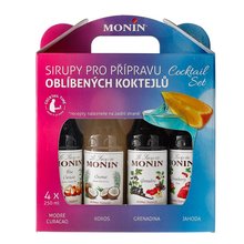 Monin box Cocktail 4x 0,25L (grenadine, jahoda, curacao,kokos